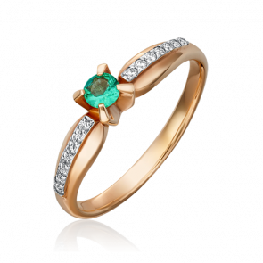 Кольцо из комбинированного золота Platina с бриллиантом и изумрудом 01-0081-00-106-1111-30 фото