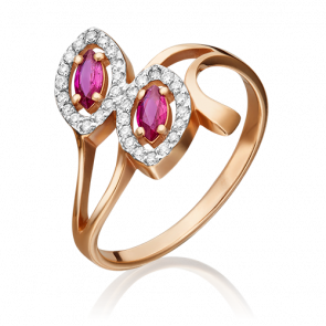 Золотое кольцо Platina с бриллиантом и рубином 01-0127-00-107-1110-30 фото