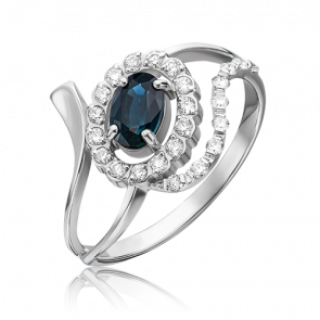 Кольцо из белого золота Platina с бриллиантом и сапфиром 01-0146-00-105-1120-30 фото