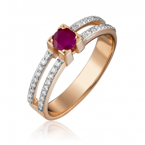 Золотое кольцо Platina с бриллиантом и рубином 01-0183-00-107-1110-30 фото