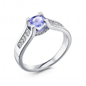 Кольцо из белого золота ERA Jewellery с бриллиантом и танзанитом 01-02066-03-260-01-03 фото