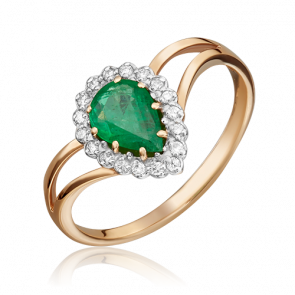 Золотое кольцо Platina с бриллиантом и изумрудом 01-0218-00-106-1110-30 фото