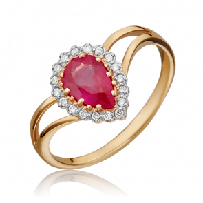 Золотое кольцо Platina с бриллиантом и рубином 01-0218-00-107-1110-30 фото