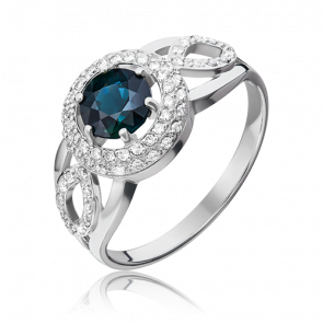Кольцо из белого золота Platina с бриллиантом и сапфиром 01-0225-00-105-1120-30 фото