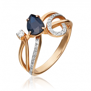 Золотое кольцо Platina с бриллиантом и сапфиром 01-0232-00-105-1110-30 фото