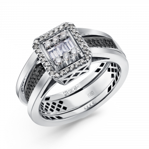 Кольцо-трансформер из белого золота ERA Jewellery с бриллиантом и чёрным бриллиантом 01-02677-03-040-07-04 фото