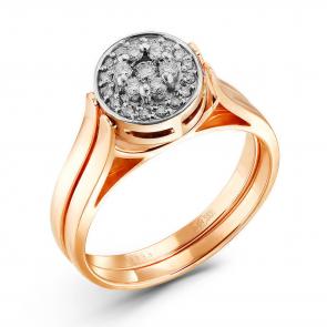 Золотое кольцо-трансформер ERA Jewellery с бриллиантом и чёрным бриллиантом 01-02732-01-040-01-02 фото