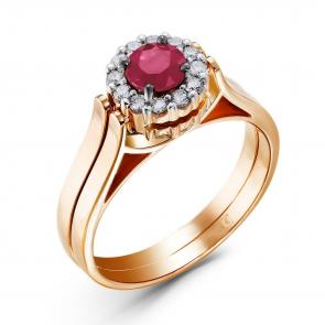Золотое кольцо-трансформер ERA Jewellery с бриллиантом, изумрудом и рубином 01-02736-01-297-01-02 фото
