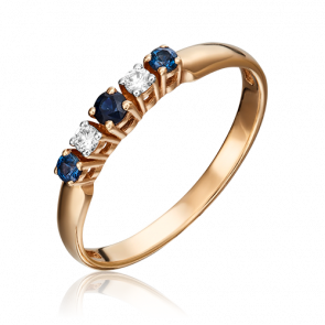 Золотое кольцо Platina с бриллиантом и сапфиром 01-0289-00-105-1110-30 фото