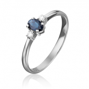 Кольцо из белого золота Platina с бриллиантом и сапфиром 01-0298-00-105-1120-30 фото