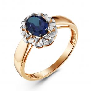 Золотое кольцо ERA Jewellery с бриллиантом и сапфиром 01-03143-01-109-01-02 фото