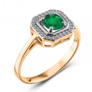 Золотое кольцо ERA Jewellery с бриллиантом и изумрудом 01-03393-02-110-01-01 фото