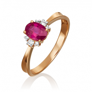Золотое кольцо Platina с бриллиантом и рубином 01-0343-00-107-1110-30 фото