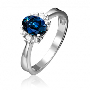 Кольцо из белого золота Platina с бриллиантом и сапфиром 01-0344-00-105-1120-30 фото