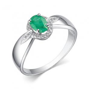 Серебряное кольцо АЛЬКОР с фианитом и изумрудом 01-0367/000И-00 фото