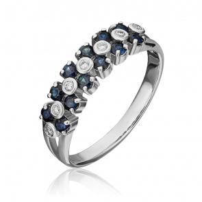 Кольцо из белого золота Platina с бриллиантом и сапфиром 01-0372-00-105-1120-30 фото