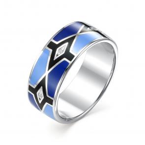 Серебряное кольцо АЛЬКОР с фианитом и эмалью 01-0378/ЭМ29-00 фото