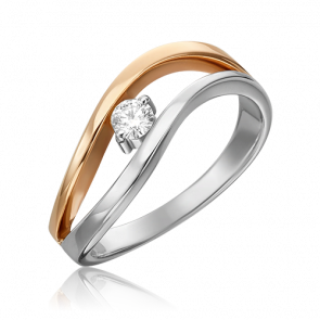 Кольцо из комбинированного золота Platina с бриллиантом 01-0413-00-101-1111-30 фото
