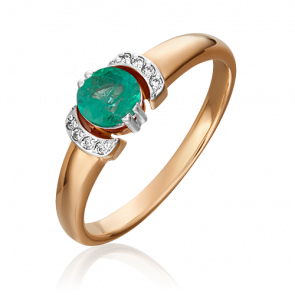 Золотое кольцо Platina с бриллиантом и изумрудом 01-0445-00-106-1110-30 фото