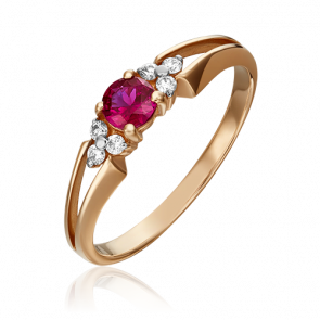 Золотое кольцо Platina с бриллиантом и рубином 01-0569-00-107-1110-30 фото