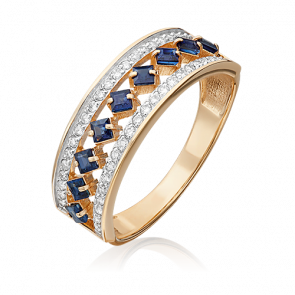 Золотое кольцо Platina с бриллиантом и сапфиром 01-0585-00-105-1110-30 фото