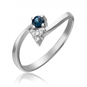 Кольцо из белого золота Platina с бриллиантом и сапфиром 01-0592-00-105-1120-30 фото