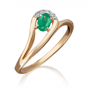 Золотое кольцо Platina с бриллиантом и изумрудом 01-0662-00-106-1110-30 фото