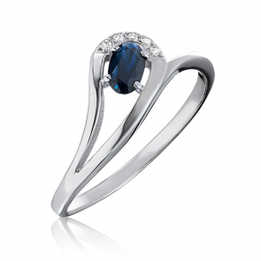 Кольцо из белого золота Platina с бриллиантом и сапфиром 01-0663-00-105-1120-30 фото