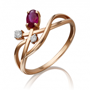 Золотое кольцо Platina с бриллиантом и рубином 01-0686-00-107-1110-30 фото