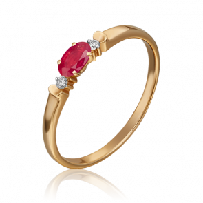 Золотое кольцо Platina с бриллиантом и рубином 01-0777-00-107-1110-30 фото