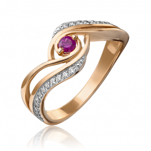 Золотое кольцо Platina с бриллиантом и рубином 01-0881-00-107-1110-30 фото