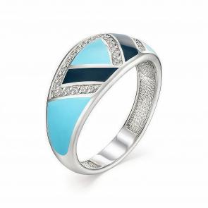 Серебряное кольцо АЛЬКОР с эмалью и цирконием 01-0960/ЭМ33-00 фото