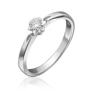 Кольцо из белого золота Platina с бриллиантом 01-1009-00-101-1120-30 фото