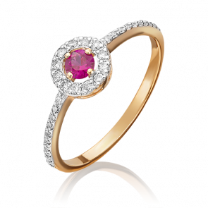 Золотое кольцо Platina с бриллиантом и рубином 01-1076-00-107-1110-30 фото
