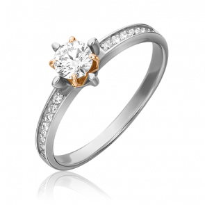 Кольцо из комбинированного золота Platina с фианитом 01-1101-00-501-1111-38 фото