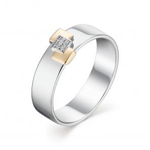 Серебряное кольцо Алькор с золотой накладкой и бриллиантом 01-1108/000Б-00 фото