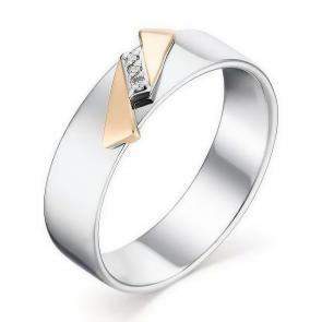 Серебряное кольцо АЛЬКОР с золотой накладкой и бриллиантом 01-1109/000Б-00 фото