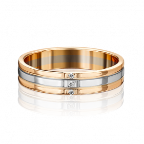 Обручальное кольцо из комбинированного золота Platina с бриллиантом 01-1200-00-101-1111-30 фото