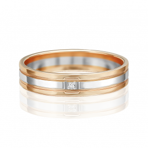 Обручальное кольцо из комбинированного золота Platina с бриллиантом 01-1201-00-101-1111-30 фото