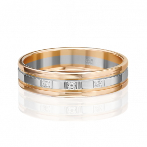 Обручальное кольцо из комбинированного золота Platina с бриллиантом 01-1202-00-101-1111-30 фото