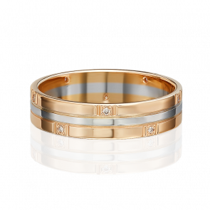 Обручальное кольцо из комбинированного золота Platina с бриллиантом 01-1229-00-101-1111-30 фото