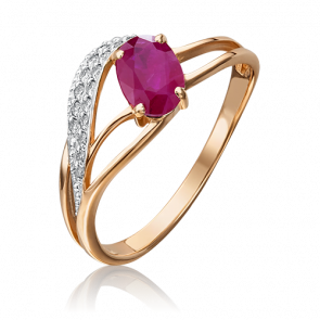 Золотое кольцо Platina с бриллиантом и рубином 01-1235-00-107-1110-30 фото