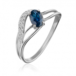 Кольцо из белого золота Platina с бриллиантом и сапфиром 01-1236-00-105-1120-30 фото
