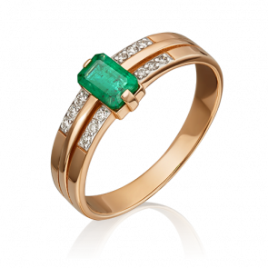 Золотое кольцо Platina с бриллиантом и изумрудом 01-1253-00-106-1110-30 фото