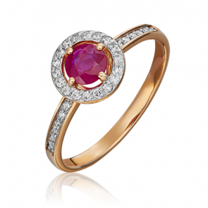 Золотое кольцо Platina с бриллиантом и рубином 01-1277-00-107-1110-30 фото