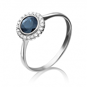 Кольцо из белого золота Platina с бриллиантом и сапфиром 01-1284-00-105-1120-30 фото