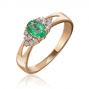 Золотое кольцо Platina с бриллиантом и изумрудом 01-1293-00-106-1110-30 фото