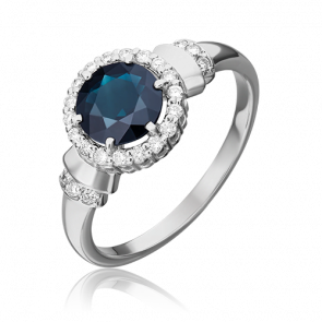 Кольцо из белого золота Platina с бриллиантом и сапфиром 01-1304-00-105-1120-30 фото
