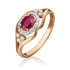 Золотое кольцо Platina с бриллиантом и рубином 01-1307-00-107-1110-30 фото