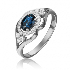 Кольцо из белого золота Platina с бриллиантом и сапфиром 01-1308-00-105-1120-30 фото